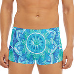 Blue Vishuddha Chakra Mandala Print Men's Short Boxer Briefs