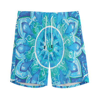 Blue Vishuddha Chakra Mandala Print Men's Sports Shorts