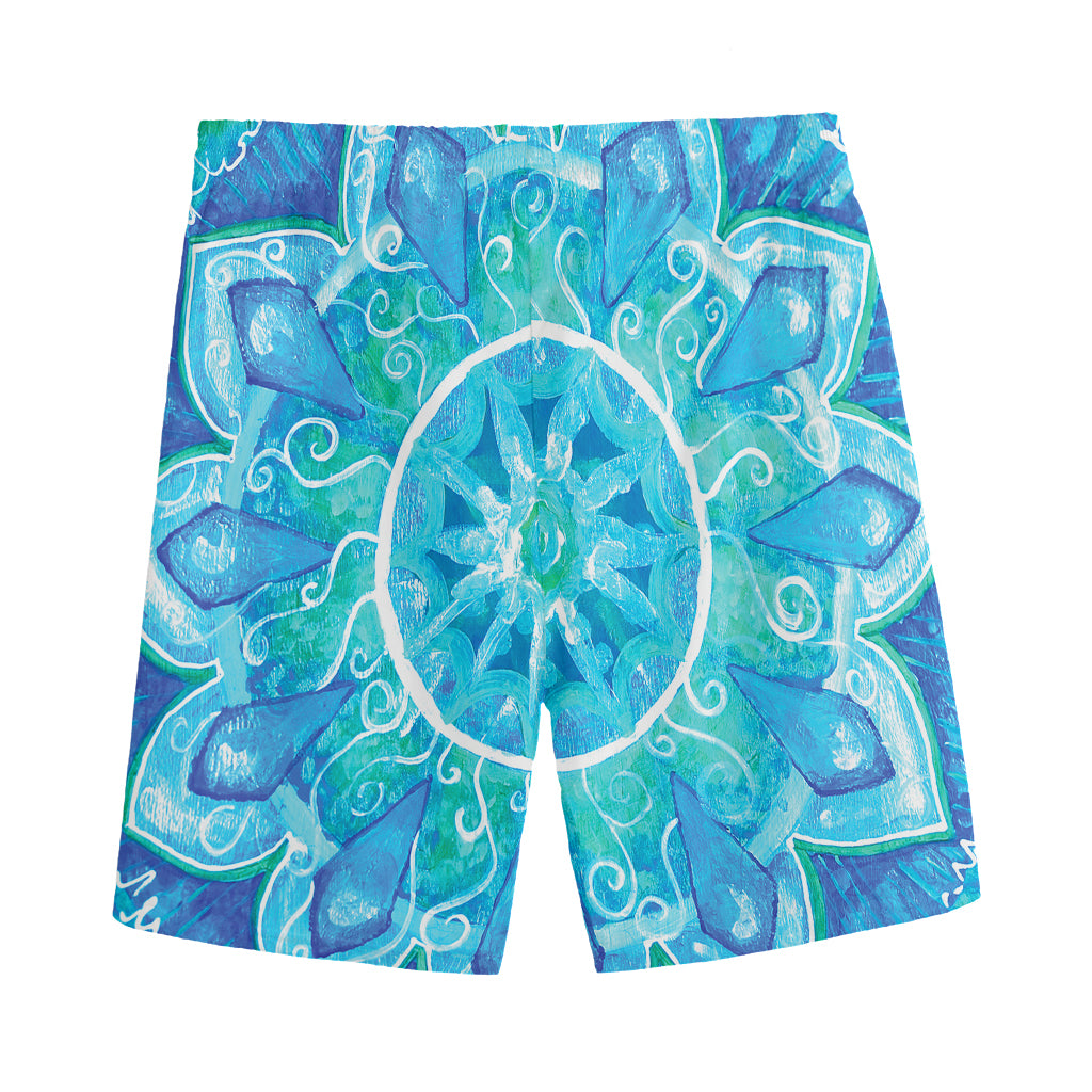 Blue Vishuddha Chakra Mandala Print Men's Sports Shorts