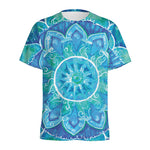 Blue Vishuddha Chakra Mandala Print Men's Sports T-Shirt