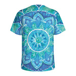 Blue Vishuddha Chakra Mandala Print Men's Sports T-Shirt