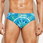Blue Vishuddha Chakra Mandala Print Men's Swim Briefs
