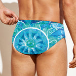 Blue Vishuddha Chakra Mandala Print Men's Swim Briefs
