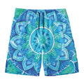 Blue Vishuddha Chakra Mandala Print Men's Swim Trunks