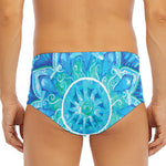 Blue Vishuddha Chakra Mandala Print Men's Triangle Swim Briefs