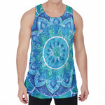 Blue Vishuddha Chakra Mandala Print Men's Velvet Tank Top