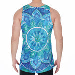 Blue Vishuddha Chakra Mandala Print Men's Velvet Tank Top