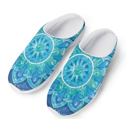 Blue Vishuddha Chakra Mandala Print Mesh Casual Shoes