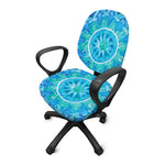 Blue Vishuddha Chakra Mandala Print Office Chair Cover