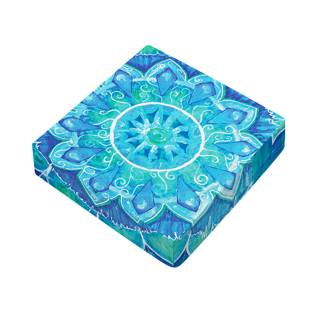 Blue Vishuddha Chakra Mandala Print Outdoor Seat Cushion Cover
