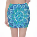 Blue Vishuddha Chakra Mandala Print Pencil Mini Skirt