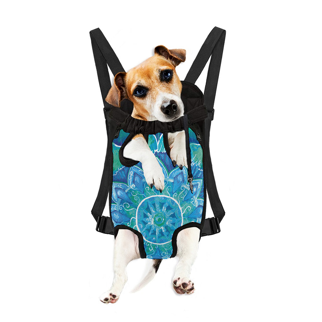Blue Vishuddha Chakra Mandala Print Pet Carrier Backpack