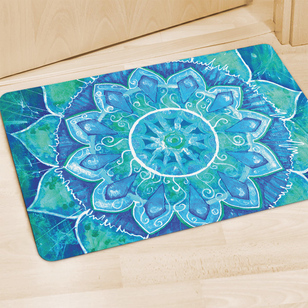 Blue Vishuddha Chakra Mandala Print Polyester Doormat