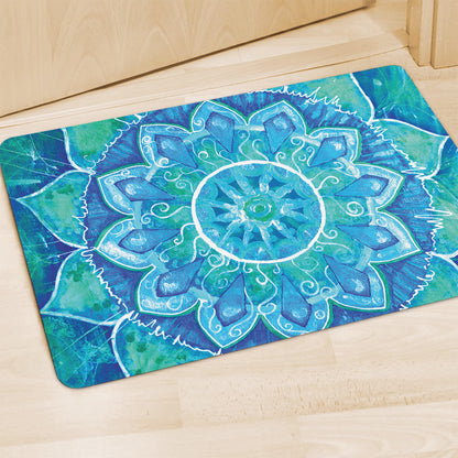 Blue Vishuddha Chakra Mandala Print Polyester Doormat