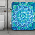 Blue Vishuddha Chakra Mandala Print Polyester Shower Curtain