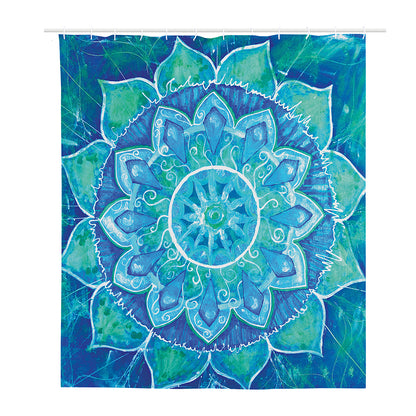 Blue Vishuddha Chakra Mandala Print Polyester Shower Curtain