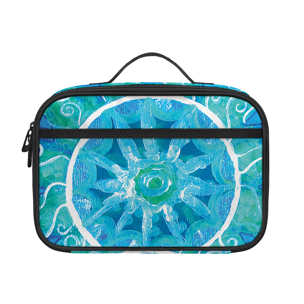 Blue Vishuddha Chakra Mandala Print Portable Lunch Bag