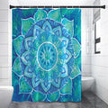 Blue Vishuddha Chakra Mandala Print Premium Shower Curtain