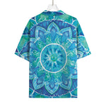 Blue Vishuddha Chakra Mandala Print Rayon Hawaiian Shirt