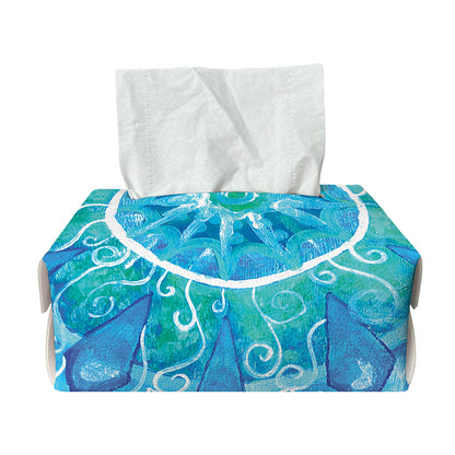 Blue Vishuddha Chakra Mandala Print Rectangle Tissue Box Cover