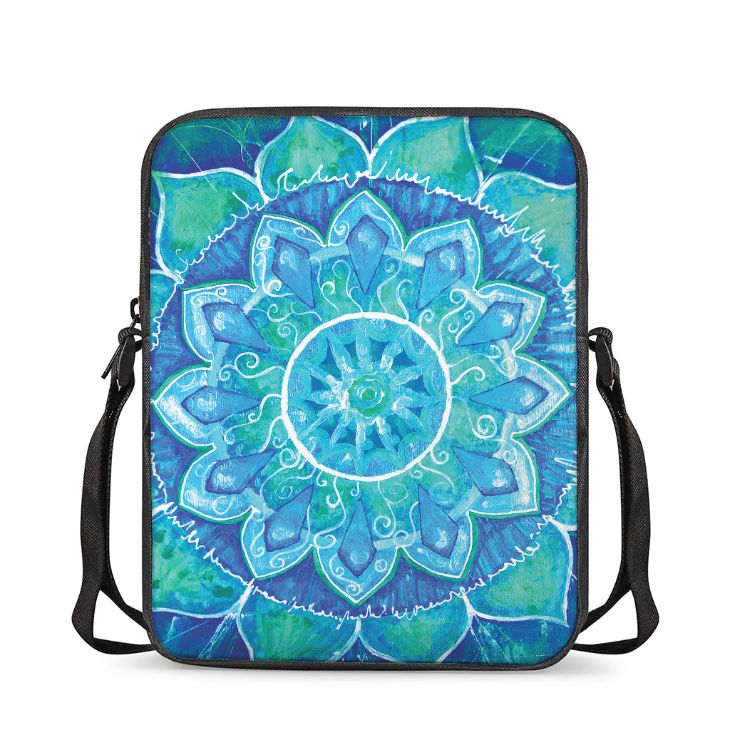 Blue Vishuddha Chakra Mandala Print Rectangular Crossbody Bag