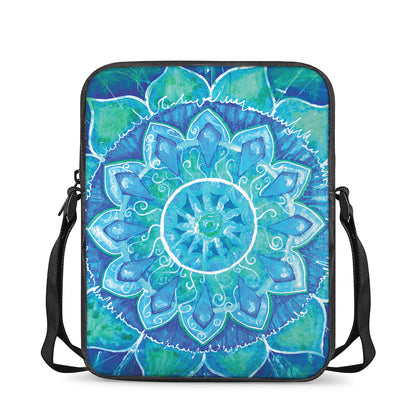 Blue Vishuddha Chakra Mandala Print Rectangular Crossbody Bag
