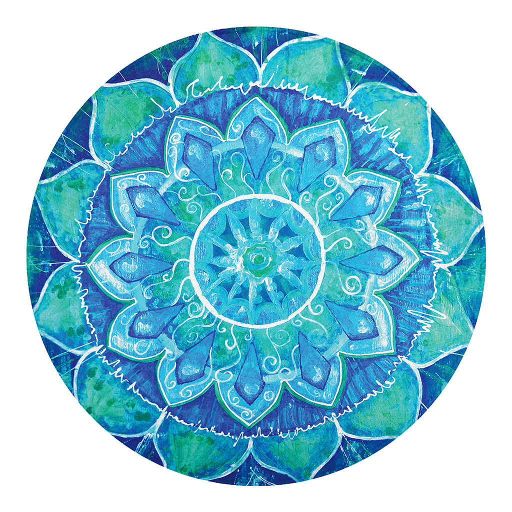Blue Vishuddha Chakra Mandala Print Round Blanket