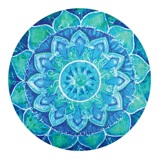 Blue Vishuddha Chakra Mandala Print Round Blanket