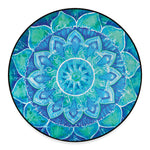 Blue Vishuddha Chakra Mandala Print Round Floor Mat