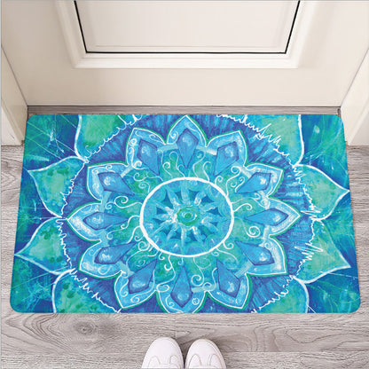 Blue Vishuddha Chakra Mandala Print Rubber Doormat