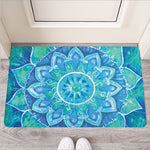 Blue Vishuddha Chakra Mandala Print Rubber Doormat