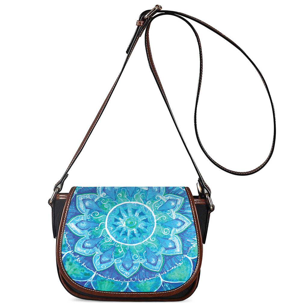Blue Vishuddha Chakra Mandala Print Saddle Bag