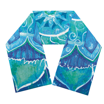 Blue Vishuddha Chakra Mandala Print Scarf