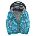 Blue Vishuddha Chakra Mandala Print Sherpa Lined Zip Up Hoodie