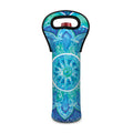 Blue Vishuddha Chakra Mandala Print Single Neoprene Wine Tote