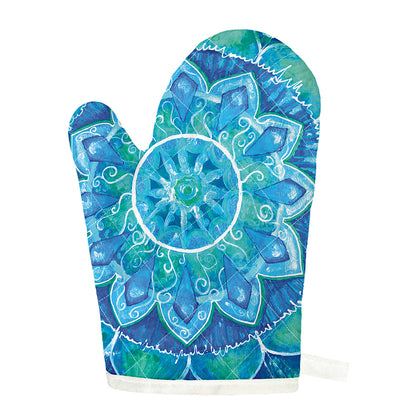 Blue Vishuddha Chakra Mandala Print Single Oven Mitt