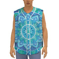 Blue Vishuddha Chakra Mandala Print Sleeveless Baseball Jersey
