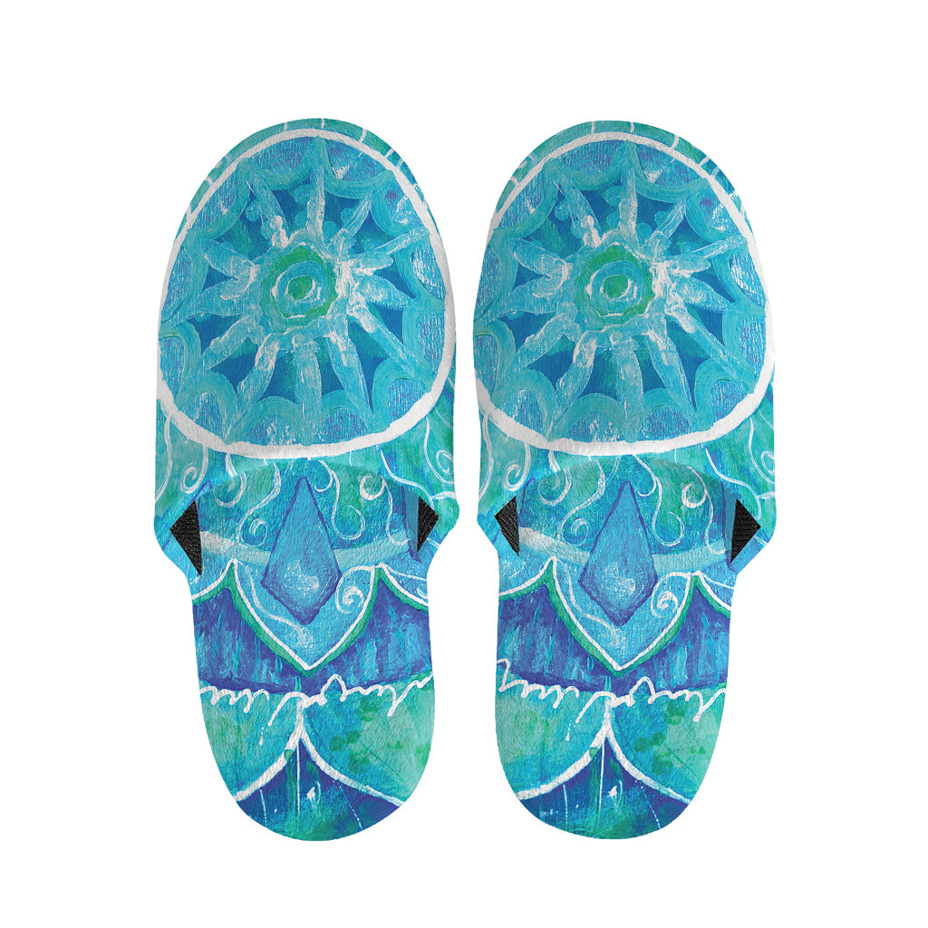 Blue Vishuddha Chakra Mandala Print Slippers