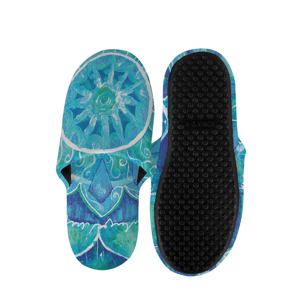 Blue Vishuddha Chakra Mandala Print Slippers