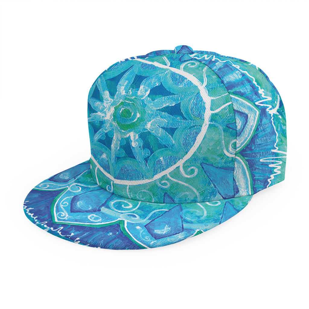 Blue Vishuddha Chakra Mandala Print Snapback Cap