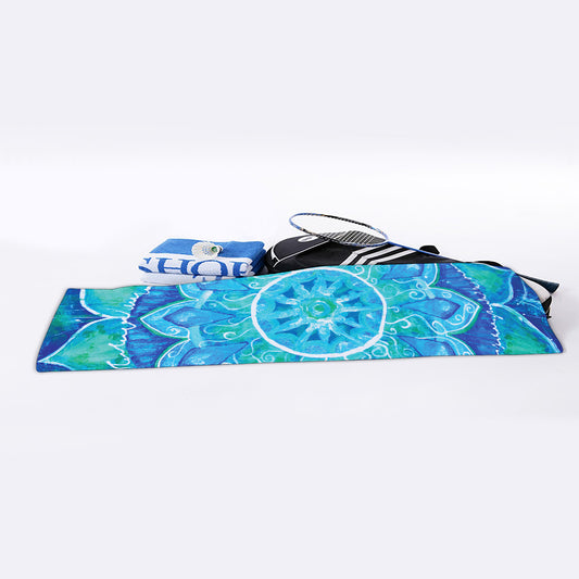 Blue Vishuddha Chakra Mandala Print Sports Towel