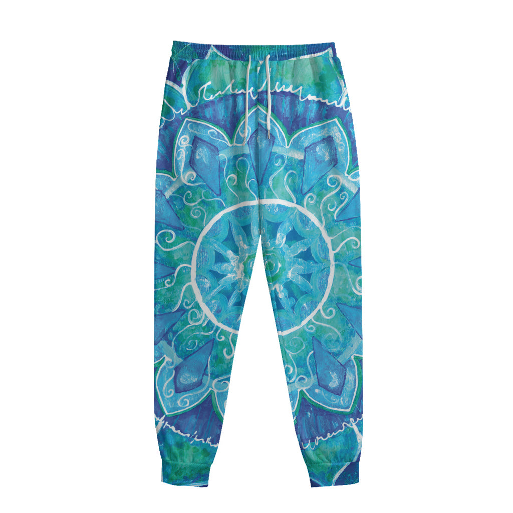 Blue Vishuddha Chakra Mandala Print Sweatpants