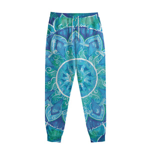 Blue Vishuddha Chakra Mandala Print Sweatpants