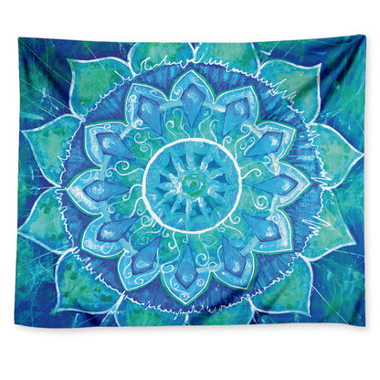 Blue Vishuddha Chakra Mandala Print Tapestry