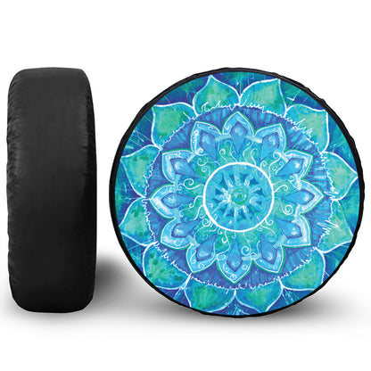 Blue Vishuddha Chakra Mandala Print Tire Cover