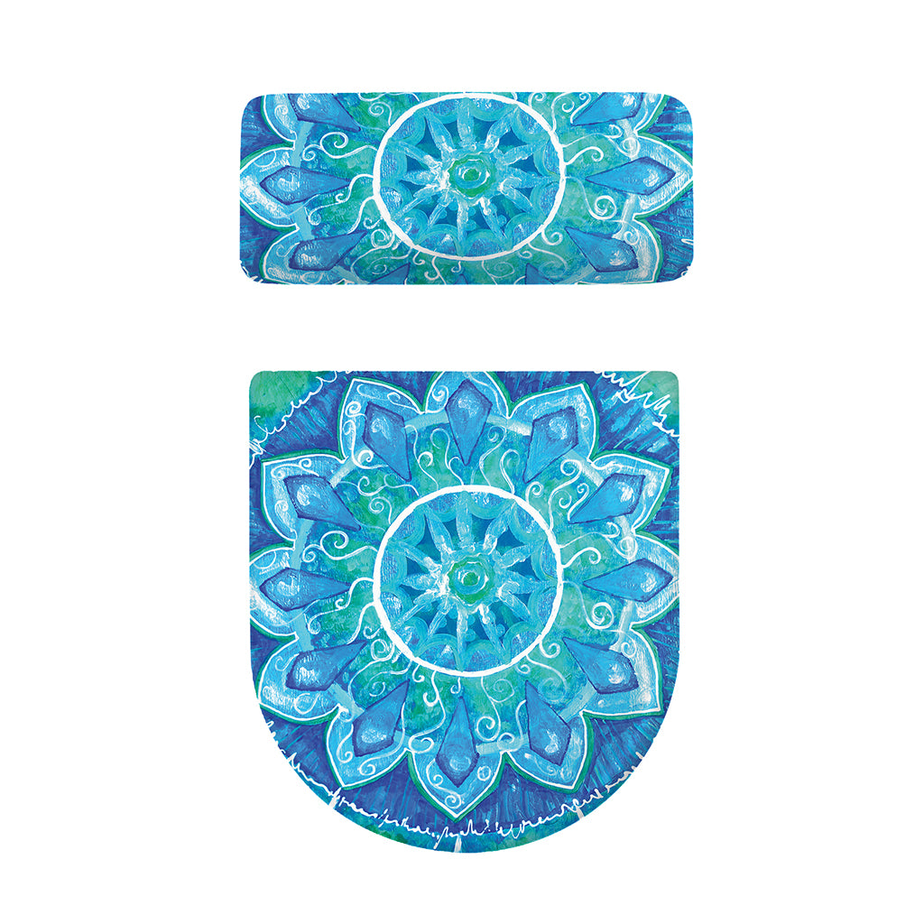 Blue Vishuddha Chakra Mandala Print Toilet Lid And Tank Cover Set