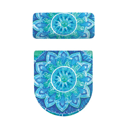 Blue Vishuddha Chakra Mandala Print Toilet Lid And Tank Cover Set