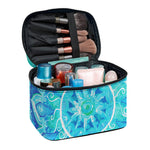 Blue Vishuddha Chakra Mandala Print Travel Makeup Bag