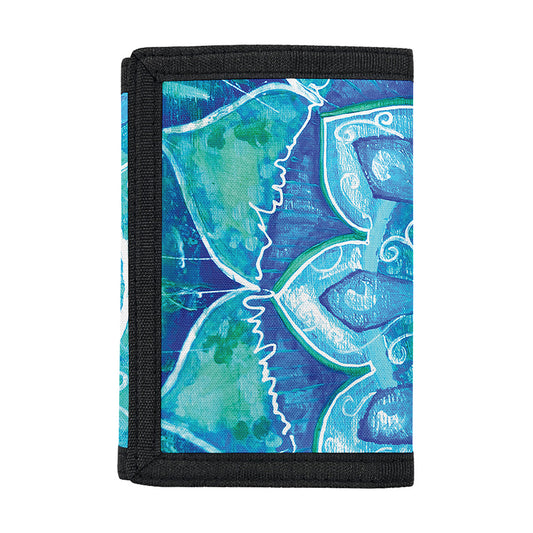 Blue Vishuddha Chakra Mandala Print Trifold Wallet