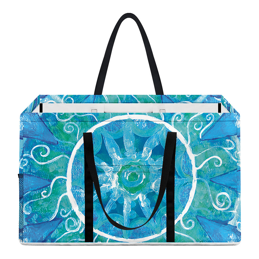 Blue Vishuddha Chakra Mandala Print Utility Tote Bag